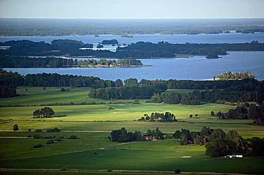 航拍,岛屿,湖,瑞典