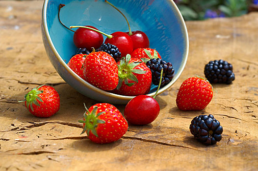 混合,夏季水果,草莓,樱桃,黑莓