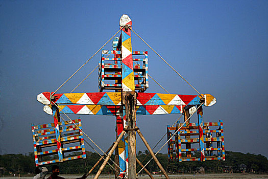 摩天轮,传统,娱乐,乡村,人,孟加拉,节日,国家,达卡,一月,2008年