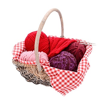 粉色,紫色,红色,纱线,编织品,篮子