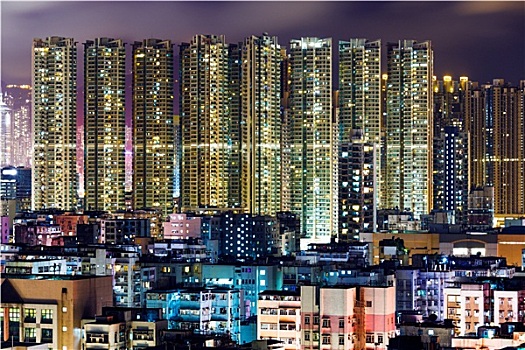 摩天大楼,香港,夜晚