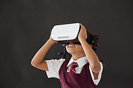 女生,虚拟现实,耳机,黑板,教室