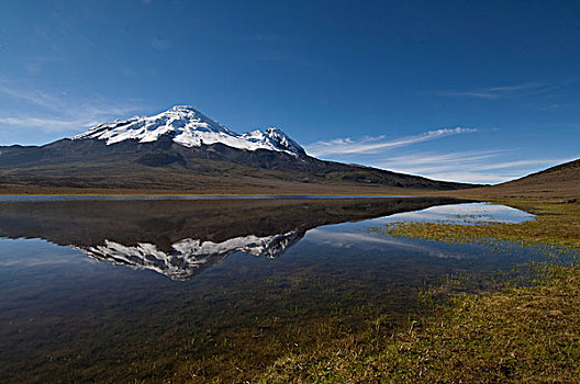 火山,反射,高山,水塘,厄瓜多尔