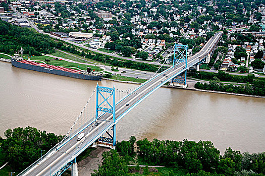 航拍,桥,上方,河,托莱多,俄亥俄,美国