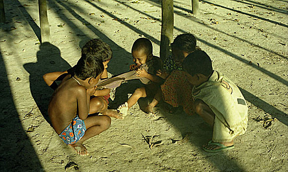 乡村,孩子,玩,孟加拉,2006年