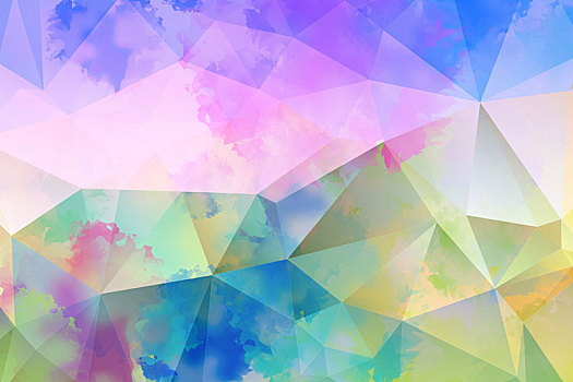 梦幻水彩晶格,几何背景与梯度折纸风格抽象背景