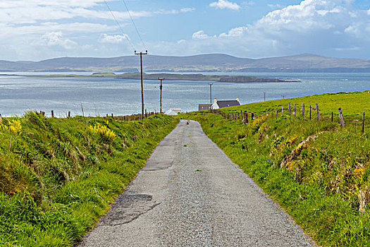 一个,道路,海边风景,斯凯岛,苏格兰,英国