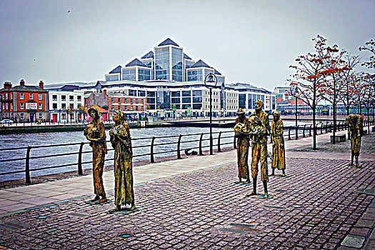 爱尔兰,都柏林,纪念,雕塑,设计,手工艺,雕刻师,欧洲花楸,阿尔斯特,堤岸,总部,背景