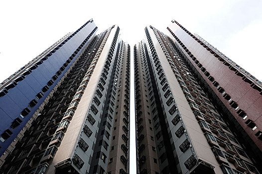 两个,相似,住宅,塔楼,高层建筑,上环,区域,香港岛,香港,中国,亚洲