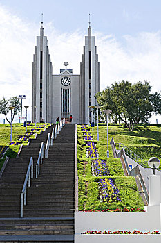 教堂,阿库雷里,北方,冰岛,欧洲