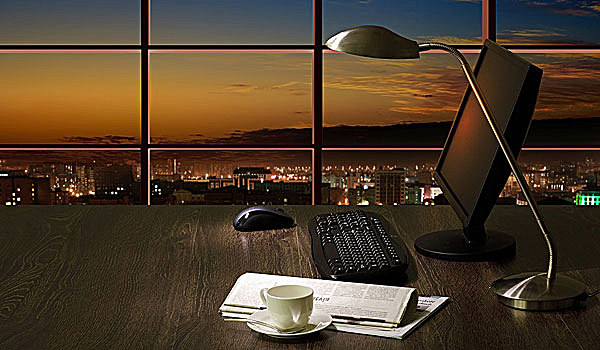 工作场所,办公室,夜晚,城市风光,窗户