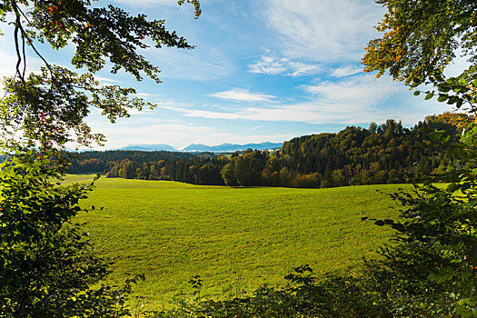 地点,风景,远景,树林,山,巴伐利亚,德国