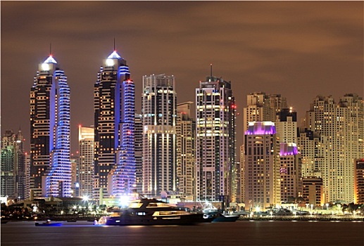 迪拜,码头,夜晚,阿联酋