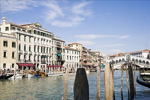 船,小船,大运河,里亚尔托桥,背景,威尼斯,意大利