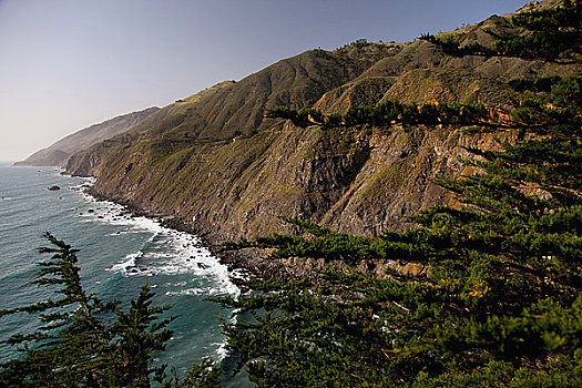 悬崖,海滩,大,加利福尼亚,美国