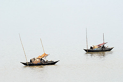 渔民,捕鱼,河,孟加拉,九月,2008年
