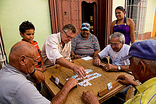 古巴,特立尼达,男人,玩,多米诺骨牌,游戏,街道,山谷,世界遗产,使用,只有