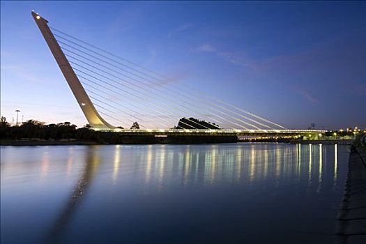 桥,黄昏,塞维利亚,西班牙