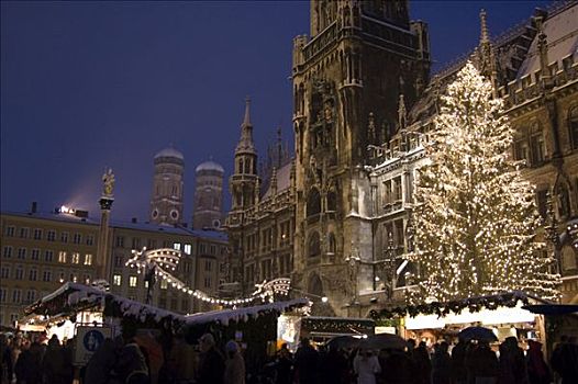 圣诞市场,市政厅,慕尼黑,德国