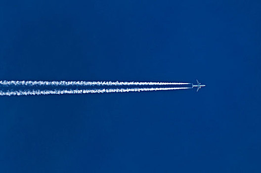 一对,飞行云,后面,飞机,蓝天