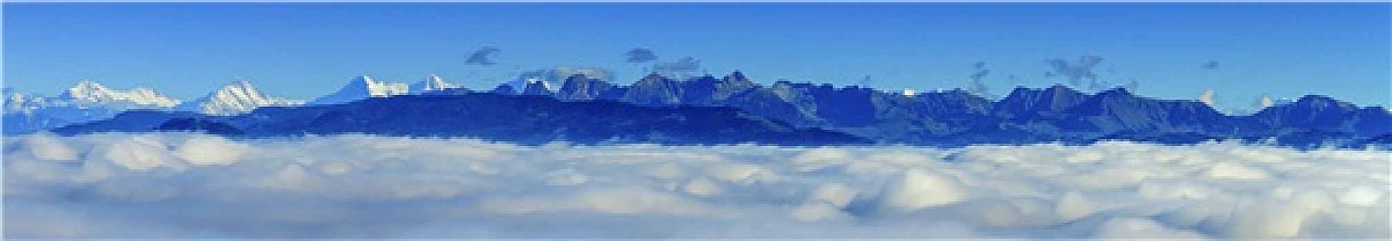 航拍,阿尔卑斯山,山,云,风景,弗里堡,瑞士