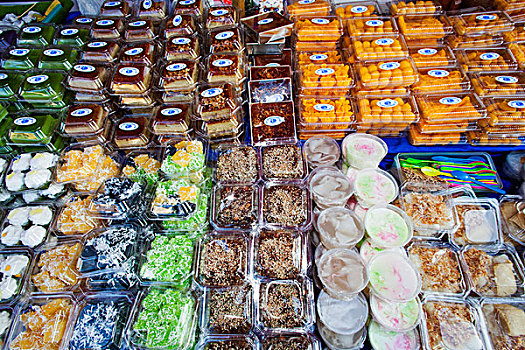 泰国,清迈,步行街,星期日,市场,展示,传统,甜点
