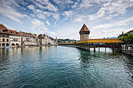 景色,河,历史,桥,瑞士,欧洲