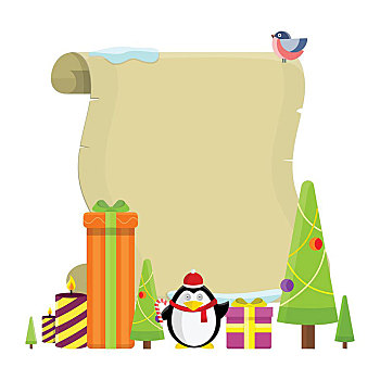 圣诞节,旗帜,邀请,文字,问候,明信片,纸张,象征,蜡烛,冷杉,企鹅,礼盒,假日,概念,圣诞快乐,新年快乐,海报,矢量
