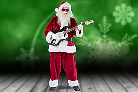 圣诞老人,吉他,墨镜