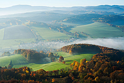 风景,图林根,树林,秋天,格罗塞尔,靠近,埃森纳赫,图林根州,德国,欧洲