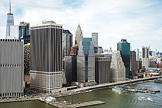 航拍,摩天大楼,曼哈顿,河,纽约,美国