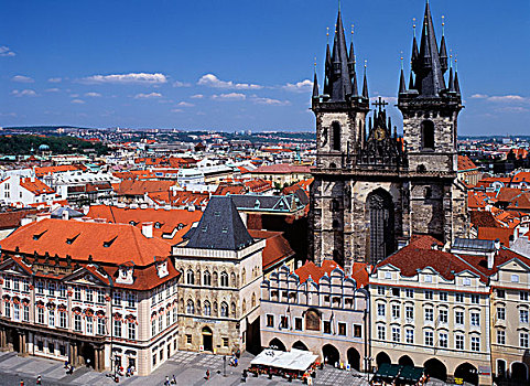城市,教堂,我们,女士,世界遗产,布拉格,捷克共和国,欧洲