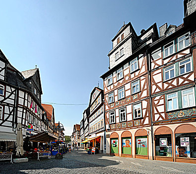 半木结构房屋,布茨巴赫,黑森州,德国,欧洲