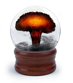 核能,蘑菇云,室内,水晶球