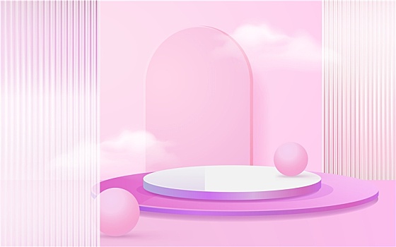 3D場景電商產品展臺簡約立體背景矢量插畫