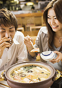 伴侣,吃饭,日本人,风格,杂烩汤