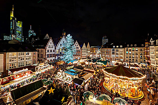 圣诞市场,法兰克福,黑森州,德国,欧洲