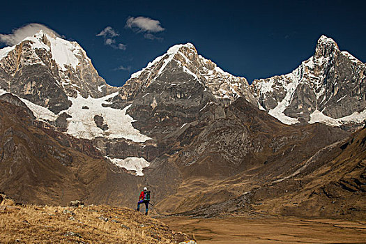 长途旅行者,下方,俯视,湖,安第斯山,秘鲁