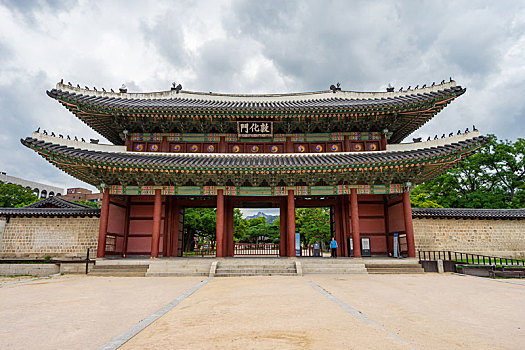 韩国首尔昌德宫大门敦化门建筑景观