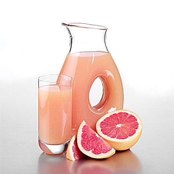 粉红葡萄柚汁,随着,一半葡萄柚