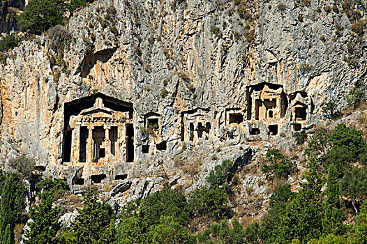 石头,陵墓,靠近,马尔马里斯,土耳其,爱琴海,海岸