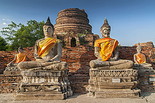 老,佛像,寺院,庙宇,大城府,世界遗产,泰国