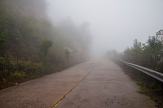 雾气弥漫的山区公路