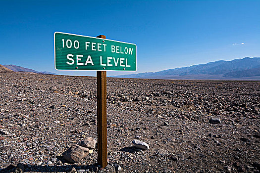 脚,仰视,海平面,标识,死亡谷国家公园,加利福尼亚,美国