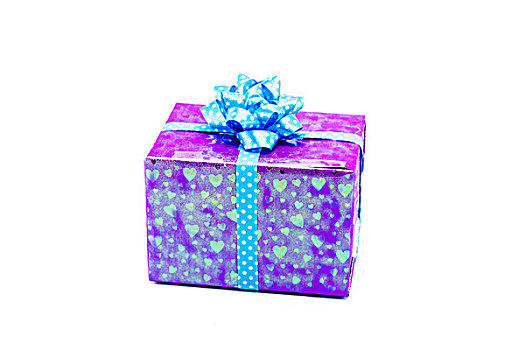 紫色,礼盒,蓝带,蝴蝶结