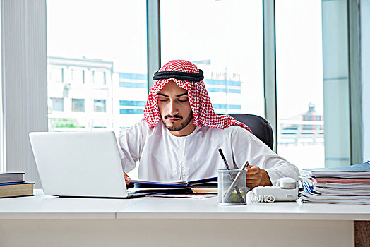 阿拉伯,商务人士,工作,办公室