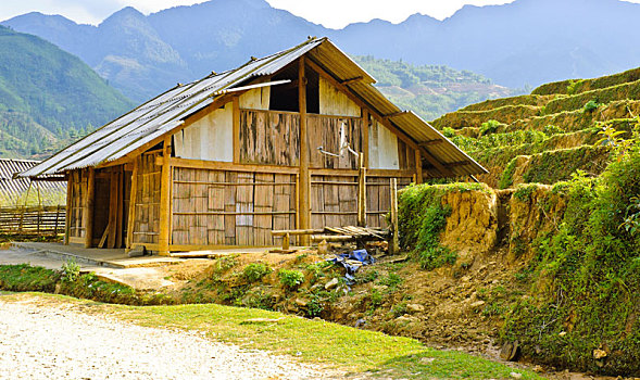 山,部落,木屋,越南