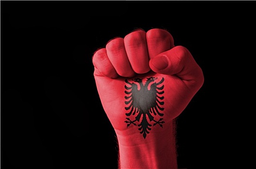拳头,涂绘,彩色,阿尔巴尼亚,旗帜