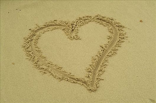 心形,沙子,海滩