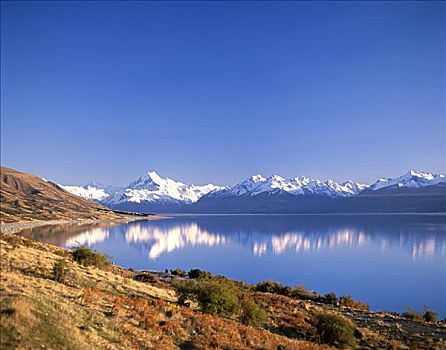 普卡基湖,库克山,南阿尔卑斯山,山峦,普卡基,南岛,新西兰